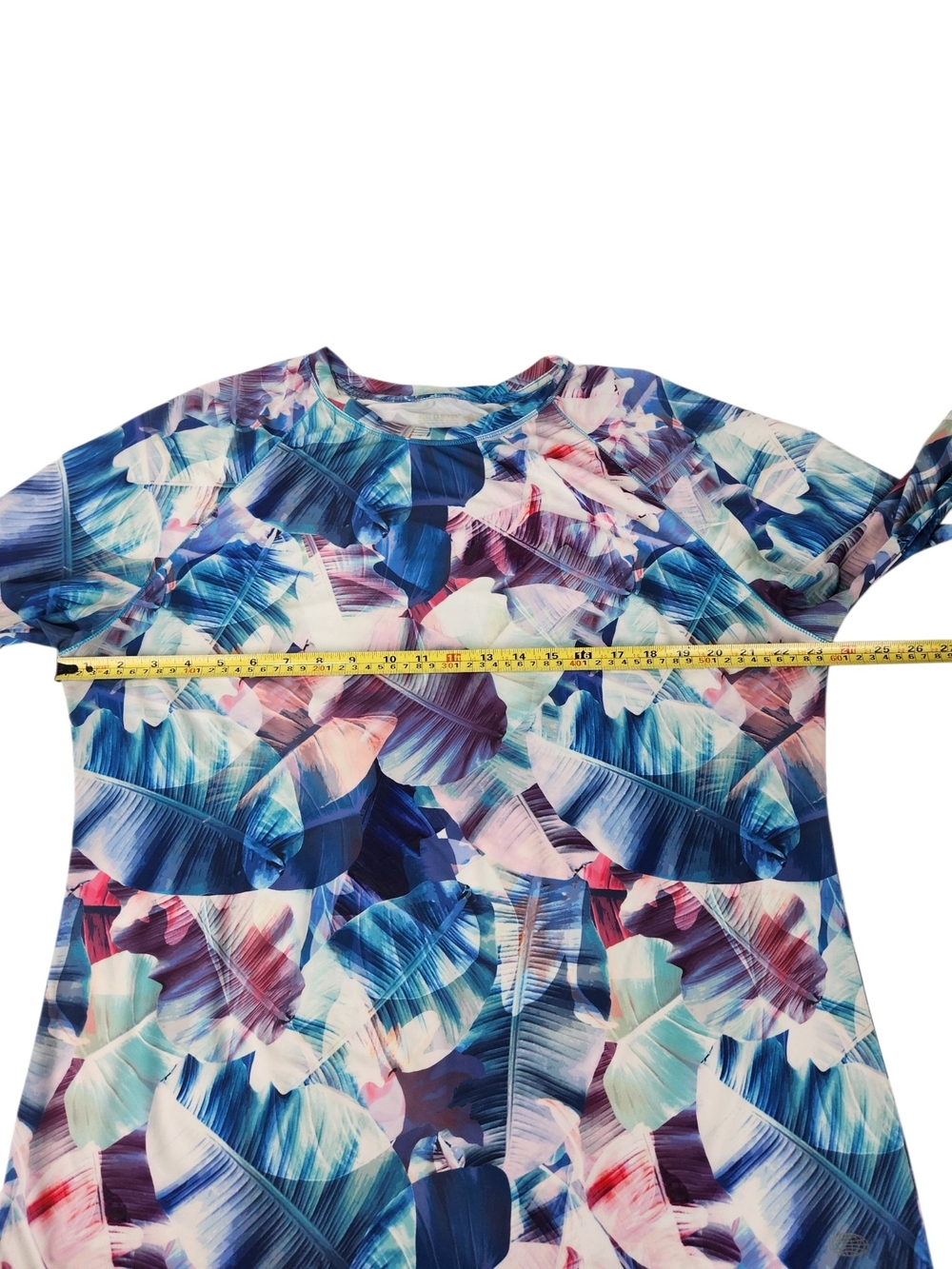 Reel Legends Women’s XL Performance Rash Guard Tropical Palm Sun Shirt Blue Pink - Picture 9 of 9